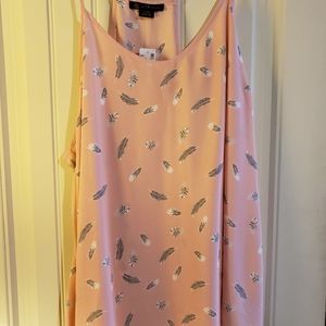 Pink and feather print strappy tank
